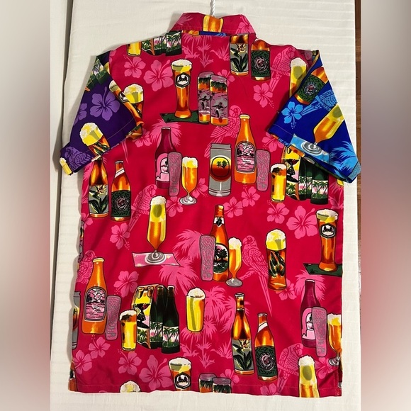 VHO Funky Hawaiian Beer Short Sleeve Button Down Shirt Medium R1 - Picture 5 of 13